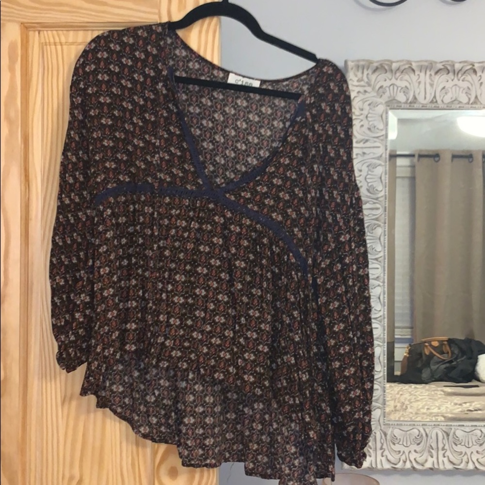 Navy and red blouse